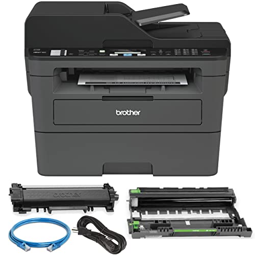 Brother Monochrome Laser Printer MFC-L2710DW, Compact All-in One Printer, Multifunction Printer, MFCL2710DW, Wireless Networking and Duplex Printing + Ethernet Cable Bundle