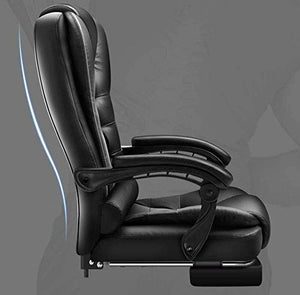 KouRy High Back Leather Executive Office Chair with Flip-up Arms and Adjustable Tilt Angle - Black