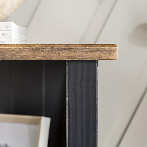 Walker Edison Modern Farmhouse Wood Bookcase, 2 Tier, 52 Inch, Black