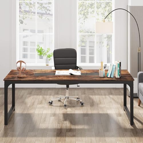 Tribesigns Modern X-Large Executive Office Desk, 78.7 x 39.4 inch, Rustic/Black