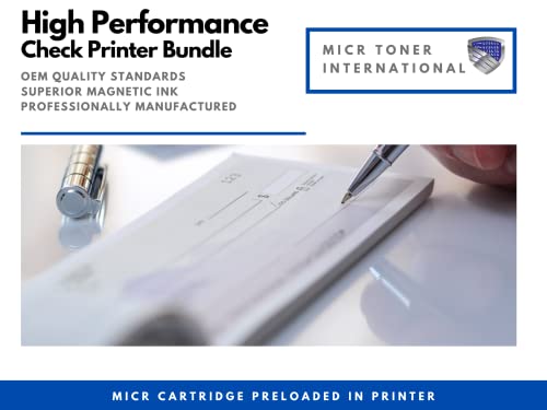 MICR Toner International M110we Laser Wireless Black & White Check Printer Bundle with 1 Starter OEM Modified Magnetic Ink Cartridge (2 Items)