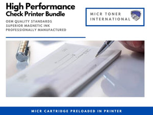 MICR Toner International M110w Laser Wireless Black & White Check Printer Bundle with 1 Starter OEM Modified Magnetic Ink Cartridge (2 Items)