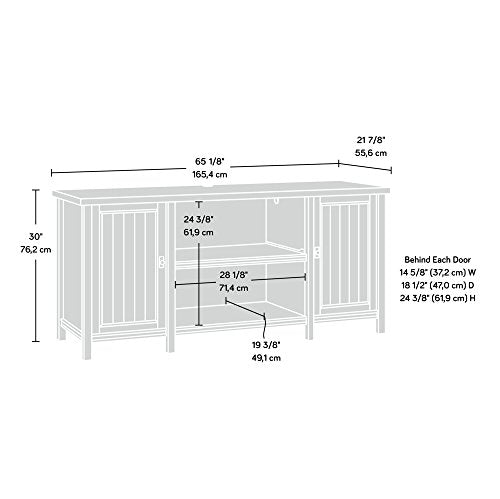 Sauder 422984 Costa Credenza, L: 65.12" x W: 21.89" x H: 30.00", Coffee Oak Finish