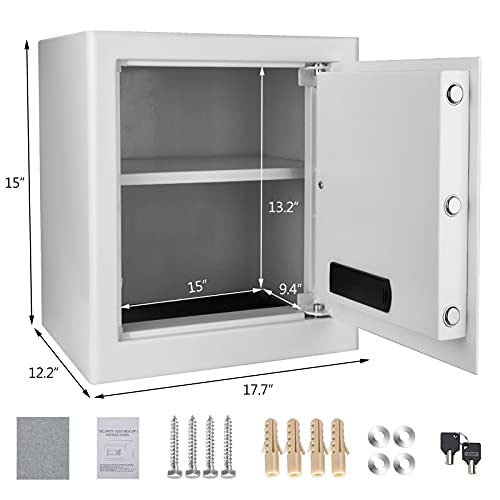 1.7Cub Fireproof and Waterproof Security Box, Digital Combination Lock Safe with Keypad LED Indicator, for Cash Money Jewelry Guns Cabinet