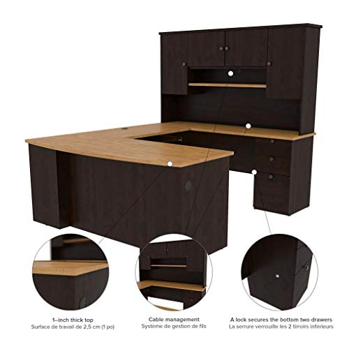 Bestar Manhattan U-Shaped Workstation, Secret Maple/Chocolate