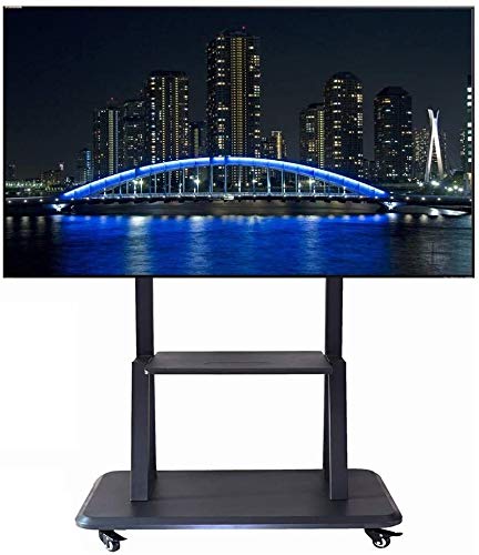 TV Rack Furniture Heavy Duty Mobile TV Stand Fits 40-80” Screens, Adjustable Trolley with Wheels & 2 Shelves