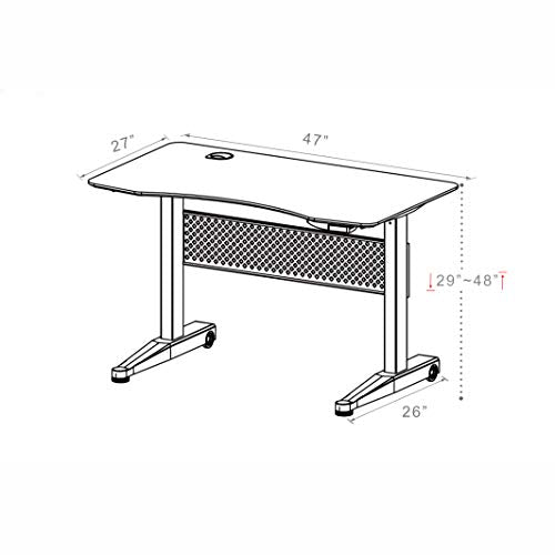 ApexDesk 47x27" Movable Sit/Standing Desk, Pneumatic Height Adjustable from 29" to 48" (47x27" Black Top, Black Frame)