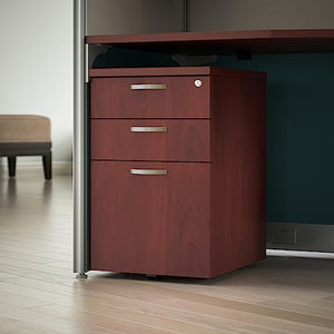 Bush Business Furniture Rolling File Cabinet | Mobile Under Desk Drawers for Letter, Legal, and A4-Size Document Storage, Hansen Cherry