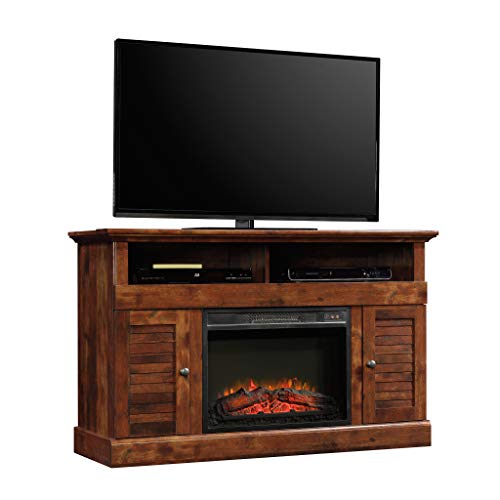 Sauder 422993 Harbor View Media Fireplace Entertainment Center, Accommodates up to a 60" TV Weighing 70 lbs Less, Curado Cherry Finish