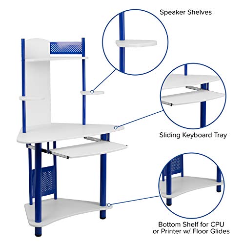 Flash Furniture Blue Corner Computer Desk with Hutch