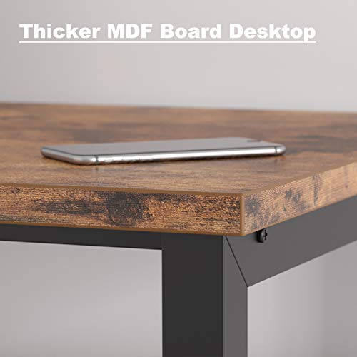 IRONCK Computer Desk 55" with Bookshelf, Office Desk, Writing Desk, Wood and Metal Frame, Industrial Style, Study Table Workstation for Home Office Furniture