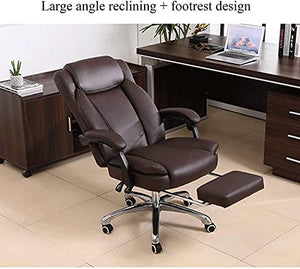 WYKDL Managerial and Executive Office Chair with Footrest, 420 lbs Capacity, Brown PU Leather