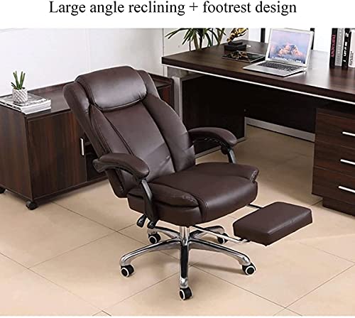 WYKDL Managerial and Executive Office Chair with Footrest, 420 lbs Capacity, Brown PU Leather