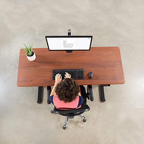 VIVO Electric Height Adjustable 60 x 24 inch Memory Stand Up Desk, Dark Walnut Solid One-Piece Table Top, Black Frame, Standing Workstation with Preset Controller, DESK-KIT-1B6D