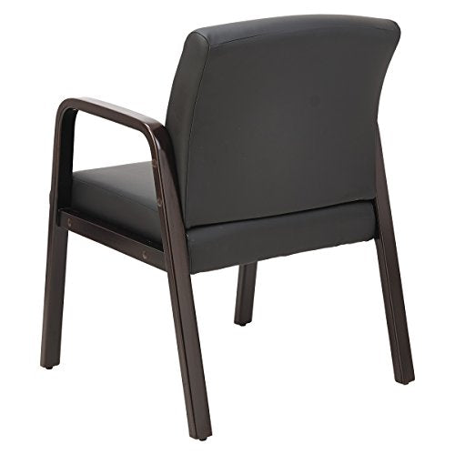 Alera ALERL4319E Reception Lounge Series Guest Chair, Espresso/Black Leather