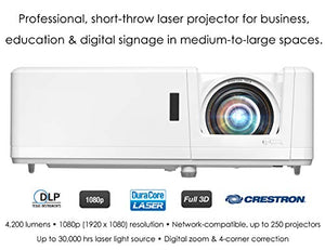 Optoma ZH406ST Short Throw Full HD Professional Laser Projector | DuraCore Laser Technology | 4200 Lumens | 4K HDR Input | Network Compatible