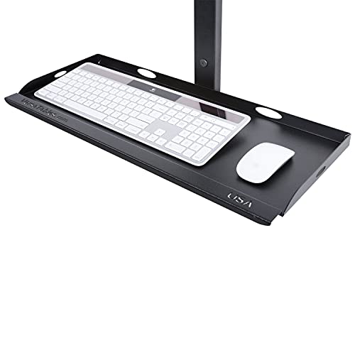 VersaTables Fixed Wall Mount Computer Station | Made in USA | Adjustable Height Monitor & Keyboard Workstation| Sit or Stand Desk | Minimalist | Black