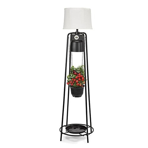 Catalina Lighting Glo Gro 45-Watt LED Grow Light, Étagère Floor Lamp with Adjustable Plant Housing and Integrated Timer, Black, 20745-000