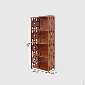 Shelves ZR- 2/3/4-tier Bamboo Bookshelf High Capacity Small Bookcase Solid Wood Bookcase Storage Cabinet Free Combination Wine Red (Size : 7029130cm)