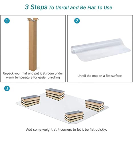 ZHOUHONG Transparent Hard-Floor Chair Mats for Carpeted Floor, 1.5/2mm Thick, Various Widths - Non-Slip Vinyl Runner Rug for Hardwood Floor