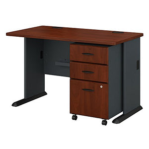 Bush Business Furniture Series A 48W Desk with Mobile File Cabinet in Hansen Cherry and Galaxy