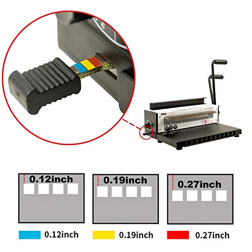 Rayson TD-1500B34 Binding Machine, Square Size Holes, 3:1 Pitch Wire-O Binder Punch 15 Sheets/Bind 130 Sheets with Sturdy Metal Construction