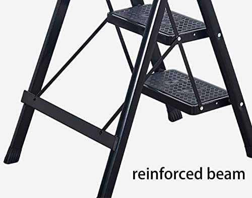 LUCEAE Folding Step Stool, 2 Steps, Sturdy Steel Ladder - Non-Slip Tread, Multi-Purpose Portable Organizer