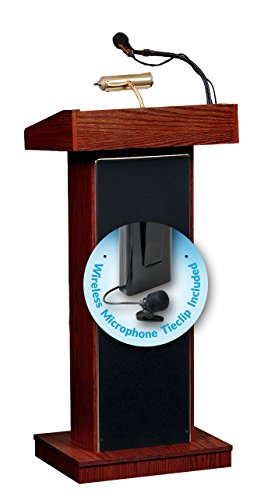 Oklahoma Sound 800X- My/LWM-6 Orator Lectern & Tie Clip Mic, Mahogany