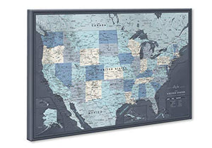 US Travel Map with Push Pins on Canvas - Detailed USA pin map - Large US Wall Map Pin Board - Map of National Parks in United States