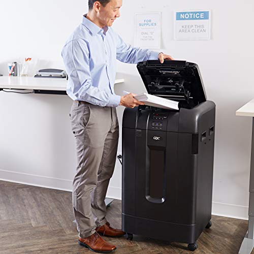 GBC Paper Shredder, Auto Feed, 750 Sheet Capacity, Micro-Cut, 20+ Users, Stack-and-Shred 750M (1758578)