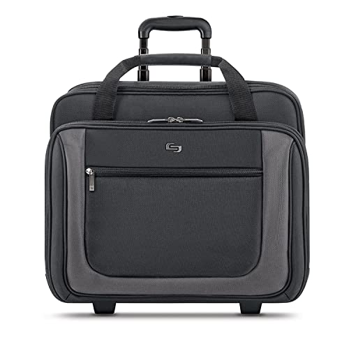 solo Bryant Rolling Bag with Wheels, Fits Up to 17.3-Inch Laptop, Black/Grey, 14" x 16.8" x 5"