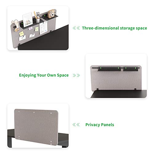 FAMISKY Dual Motor Adjustable Height Electric Standing Desk, Storage Panel with Tray, 48 x 24 Inches Stand Up Table, Sit Stand Home Office Desk with Splice Tabletop, Black Frame/Black Top