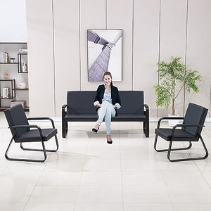 Yudannce Office Reception Guest Chair Set - PU Leather Waiting Room Chairs for Office, Bank, Airport, School, Barbershop