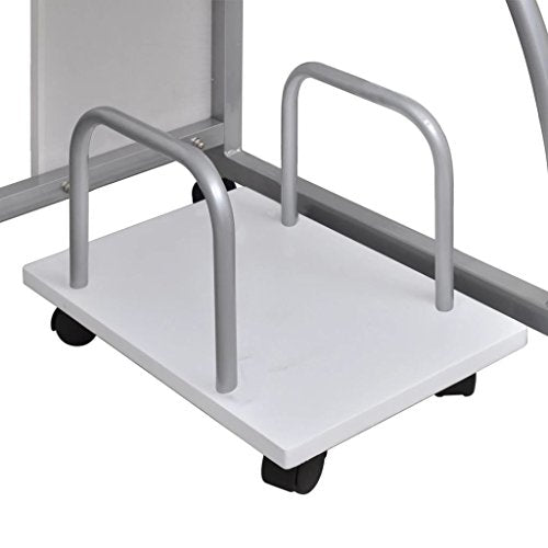 Computer Desk with Pull-Out Keyboard Tray White Cart Game Laptop Table，Modern Computer Writing Game Player Command Center Workstation Desktop Home Office, Single