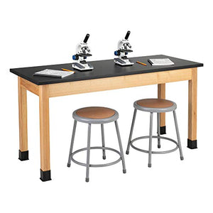 Learniture 24" W x 60" L Science Lab Table with Chemical Resistant Top, Black