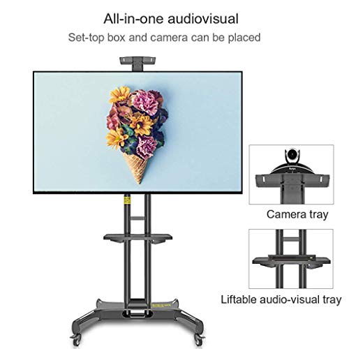 AuLYn Universal TV Cart with Rolling Wheels and Tray for 50-80 Inches Screen