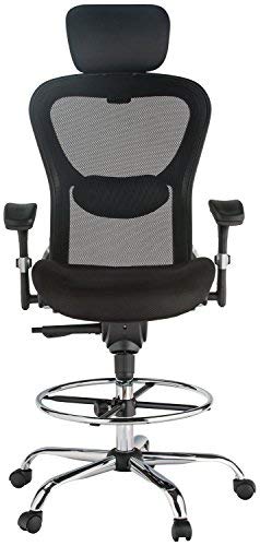 Harwick Deluxe Mesh Drafting Stool with Arms Black