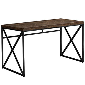 Monarch Specialties Computer Desk - Contemporary Home & Office Desk - Scratch-Resistant - 48” L (Brown), Brown Reclaimed Wood-Look/Black Metal (I 7450)