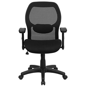 Mid-Back Super Mesh Office Chair with Black Fabric Seat