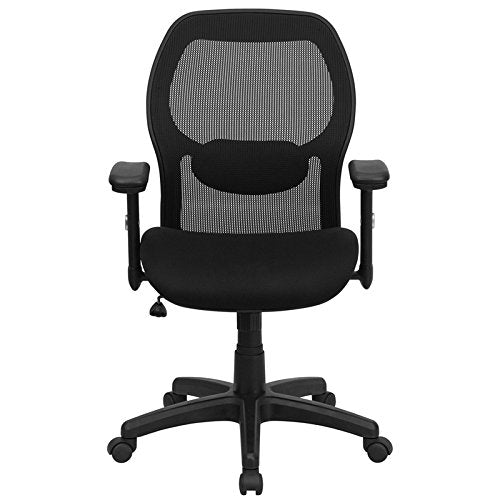Mid-Back Super Mesh Office Chair with Black Fabric Seat