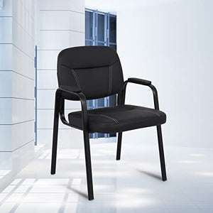 CLATINA Modern Style Reception Chair with Bonded Leather Padded Arm Rest, Black (4 Pack)