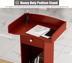 CAMBOS Portable Lectern Podium Stand with Open Storage - Modern Design for Churches and Conferences