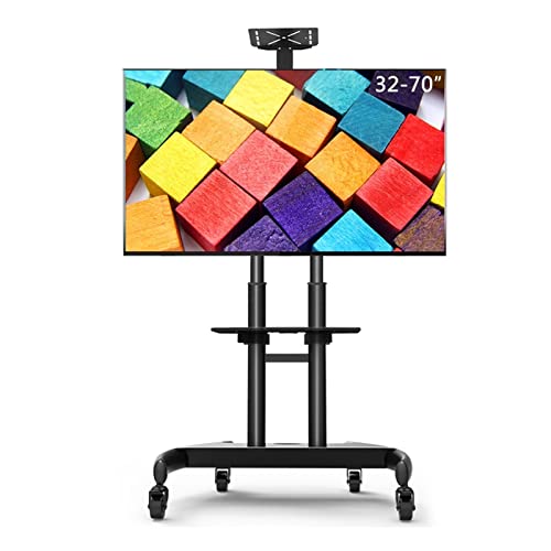 UPGENT Free Lifting Mobile TV Cart for 32"-65" LED LCD Plasma TV - Adjustable Height TV Trolley Stand with AV