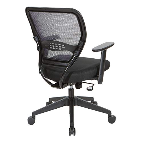 Office Star Space Seating 55 Series 24/7 Elite Ergonomic Office Chair with Breathable Air Grid Back, Lumbar Support, Memory Foam Seat, Icon Black Fabric