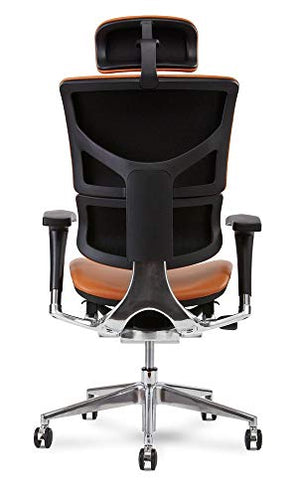 X Chair X4 Leather Executive Chair, Cognac Leather with Headrest