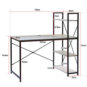 Computer Desk, Study Desk with Bookshelves, Sturdy Small Laptop Desk, Wood Home Office Desk, for Home Office Workstation, Working, Study, Writing