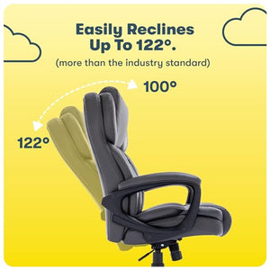 Serta Executive Office Chair with Layered Body Pillows, Waterfall Seat Edge, Bonded Leather - Space Gray