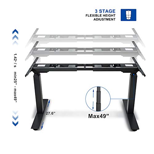 FuwFuz Electric Standing Desk Frame Dual Motor Height Adjustable Desk DIY Workstation with Touch Memory Controller Motorized Stand Up Desk-Smoky Grey