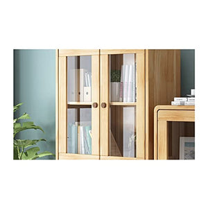 HARAY Wood Bookshelf with Glass Door Children's Bookcase - Office File Storage Cabinet (Color: B)