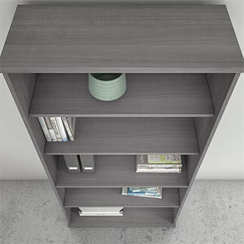 Home Square Platinum Gray 5 Shelf Engineered Wood Bookcase Set (Set of 2)